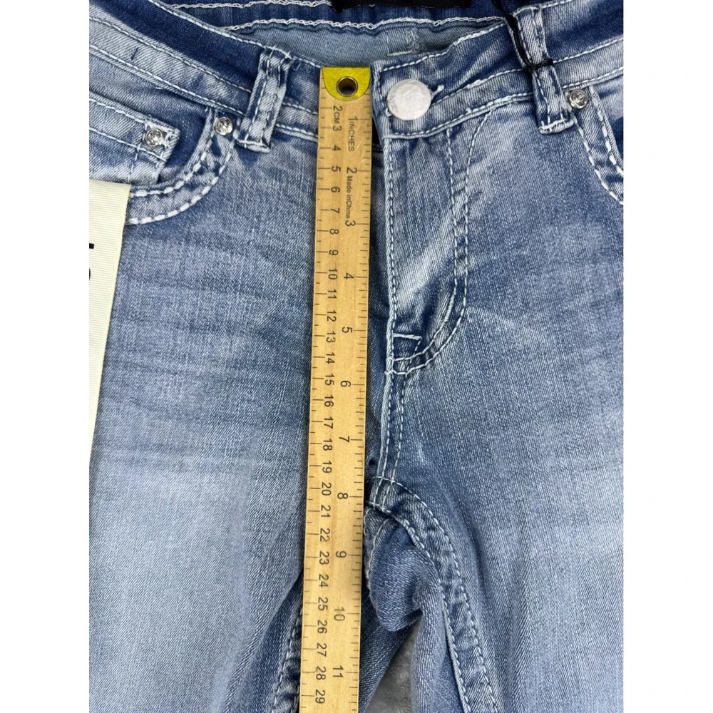 New Women's Jeans SZ 7/28 Low Rise Flare western Skull Embellished Denim Bootcut - Picture 8 of 12